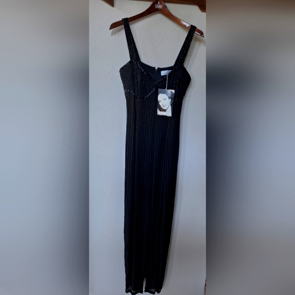 NWT Vintage Silk Niteline by Della Roufogali Beaded Gown Womens size 8 - Picture 1 of 9